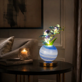 Floreno | Orchid-Form Table Lamp in Wrought Iron and Glass