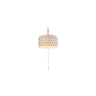 Calira beige linen drum pendant on white