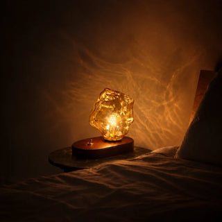 Ambrello | Amber Glass Table Lamp with Oak Base
