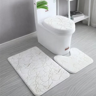 Covea | Three-Piece Microfiber Bathroom Rug Set with Seat Cover