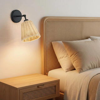 Elunor | Bell Rattan Battery Wall Sconce