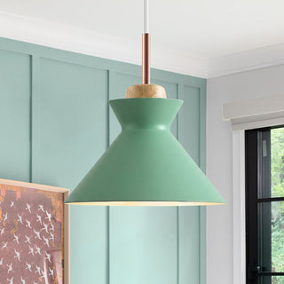 Conoria | Metal Cone Pendant with Wood Accent