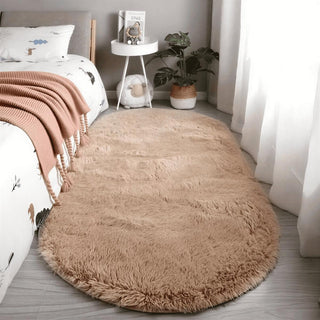 Velora | Oval Polyester Shag Rug for Bedsides and Living Spaces