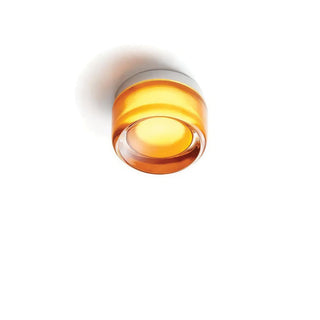 Amber dimpled round LED wall sconce