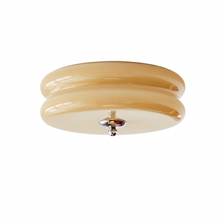 Lumeta ribbed glass Art Deco flush mount ceiling light on white