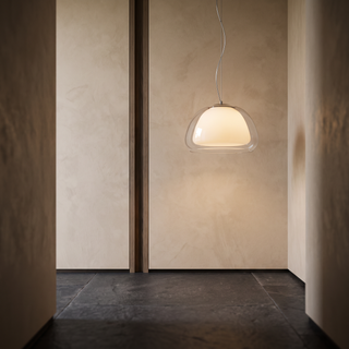 Bolla pendant in a plaster entryway