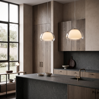 Bolla pendant in a wider smoked oak kitchen