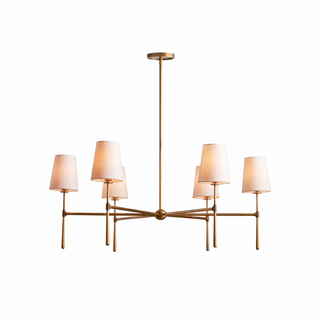 Torcia brass and linen round chandelier on white