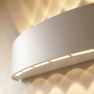 Close detail of the white aluminium body and beam slots on the Avivah