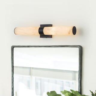 Cavilo | Cylindrical Marble Wall Sconce with Black Metal Frame
