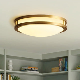 Bolrya | White Glass Bowl Ceiling Light with Brass Finish