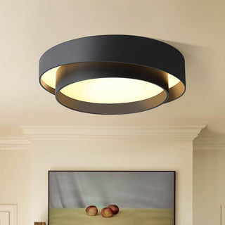 Cirvani | Black concentric LED ceiling light with warm illumination