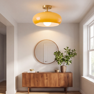 Orange semi-flush ceiling fixture interior view 1