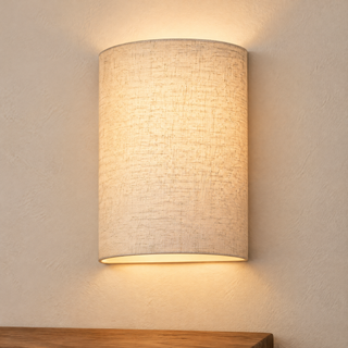 Linvero | Close installed linen wall sconce