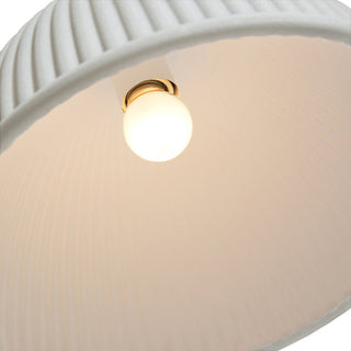 Resvani | White ribbed dome pendant interior, bulb shown not included